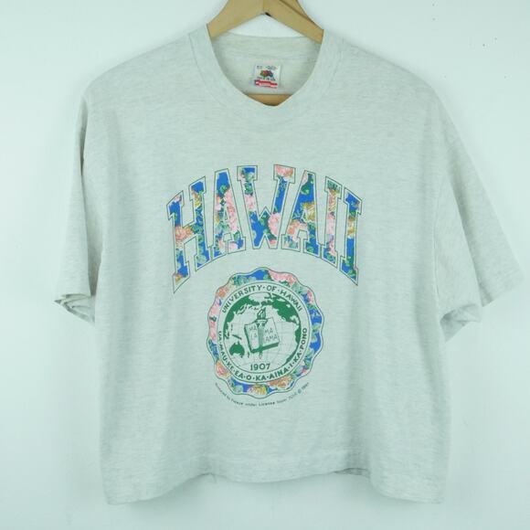 Fruit of the Loom Tops - Vintage Univeristy of Hawaii T Shirt Crop 90s Single Stitch Collegiate Surfer